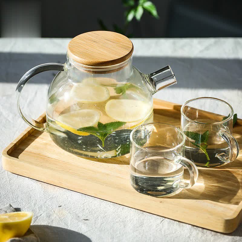 Bamboo Cork Glass Teapot