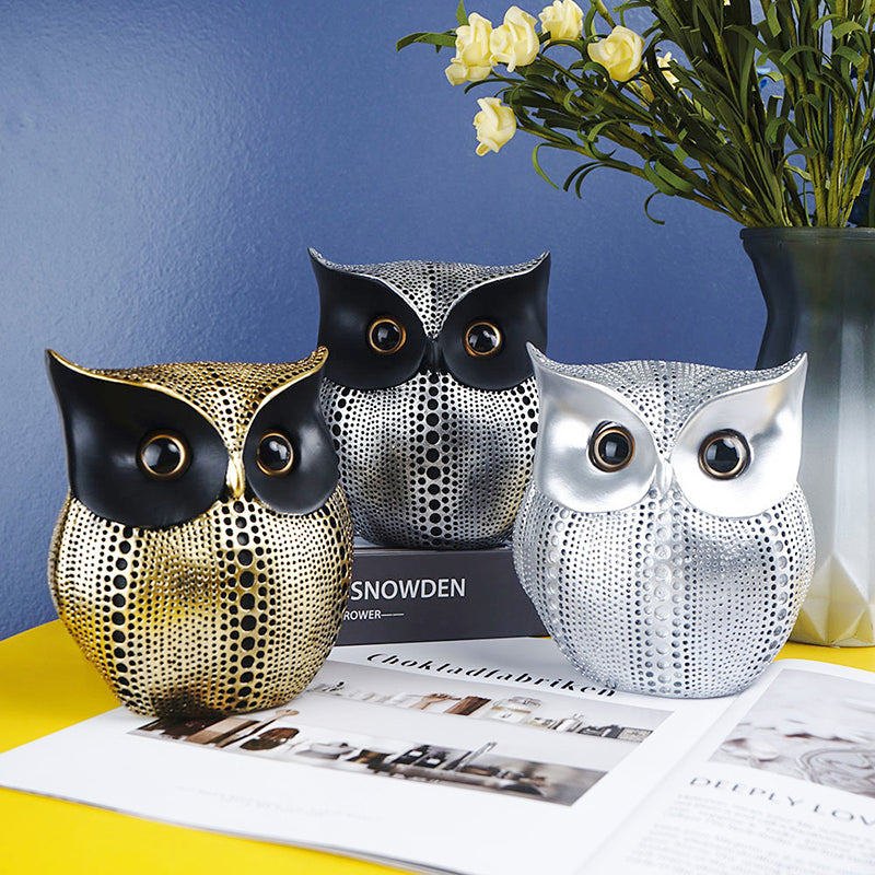 Dots Owl Resin Statuen