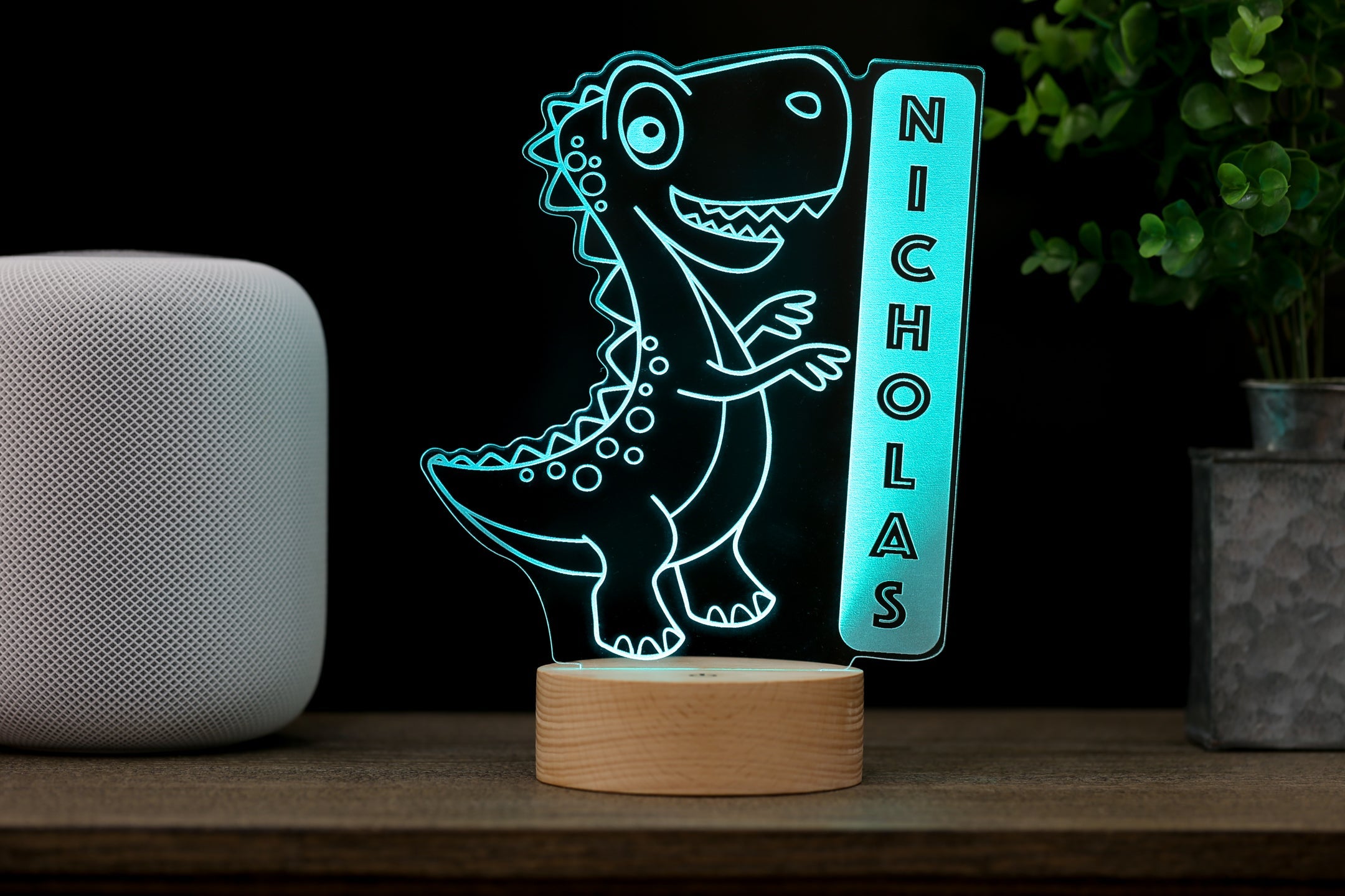 Personalized Dinosaur HoloGLO - Premium LED Holographic Inspired Night Light