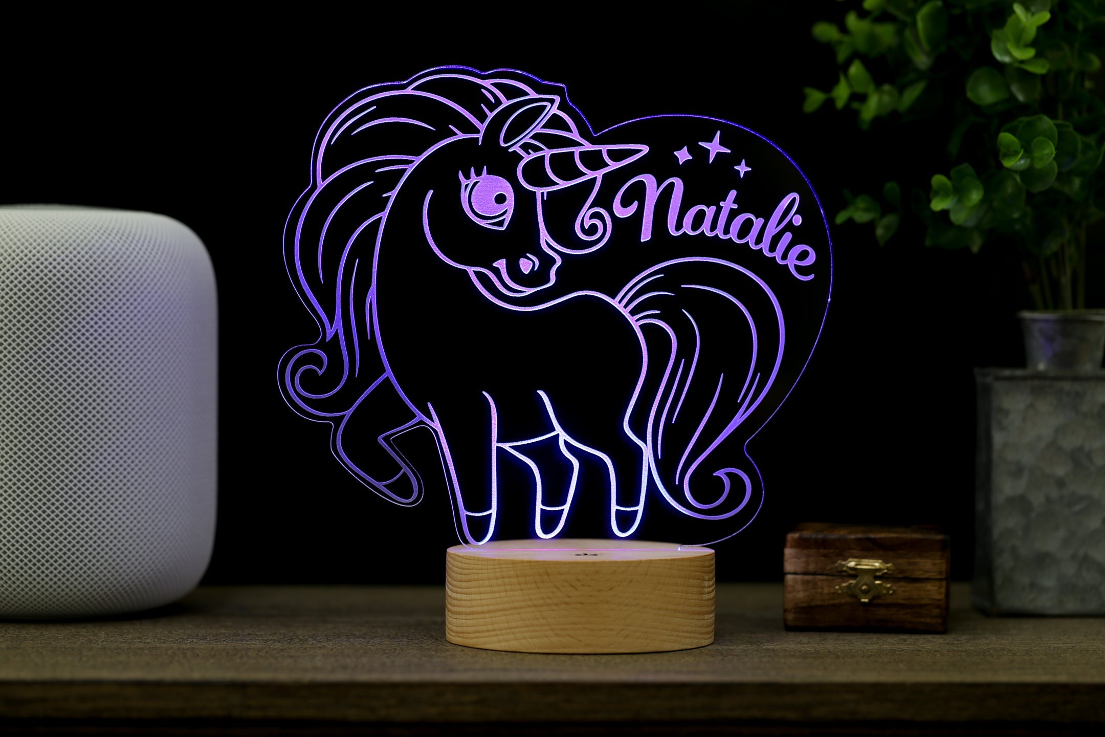 Personalized Unicorn HoloGLO - Premium LED Holographic Inspired Night Light