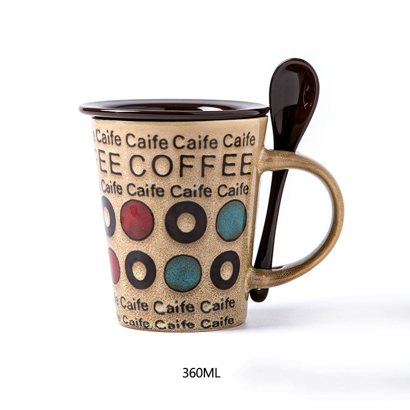 Personality Coffee Mug with Lid & Spoon