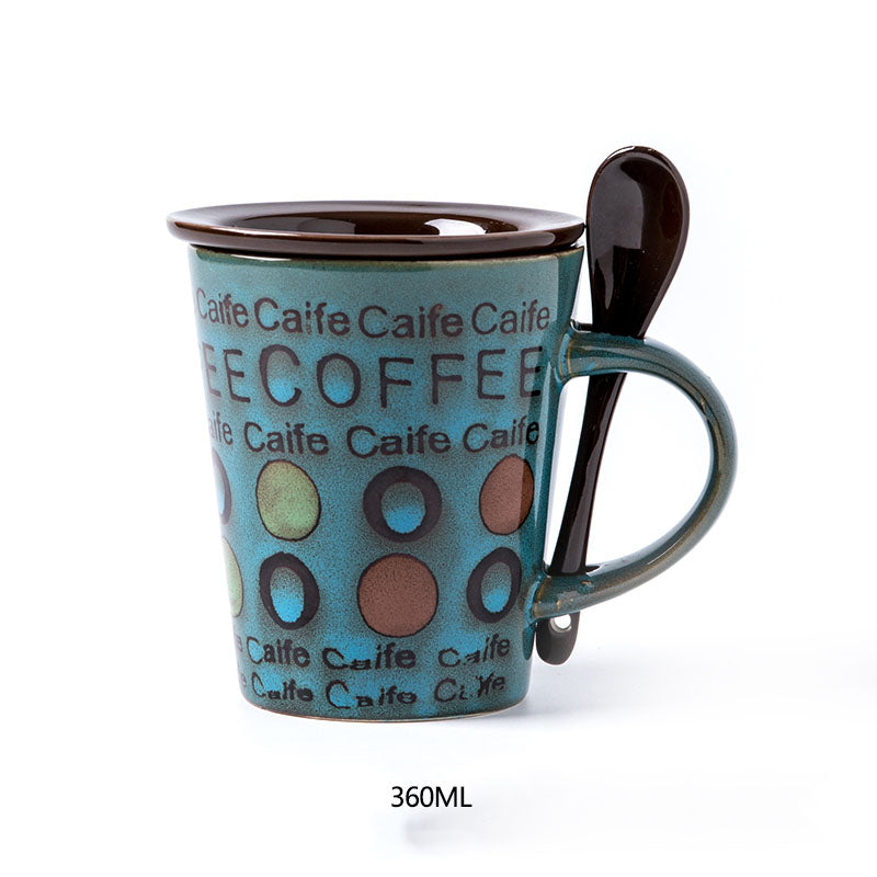 Personality Coffee Mug with Lid & Spoon