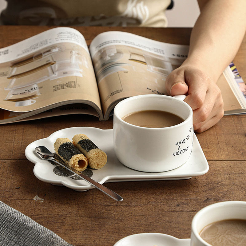 Cute Cat Paw Ceramic Coffee Mug Set