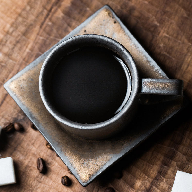 Taza de café retro nórdica (con plato)