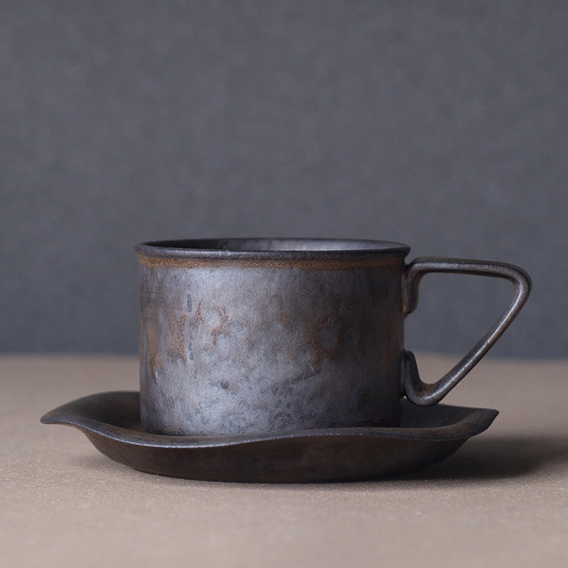 Taza de café retro nórdica (con plato)
