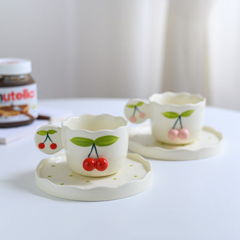 Cute Cherry Coffee Mug & Saucer