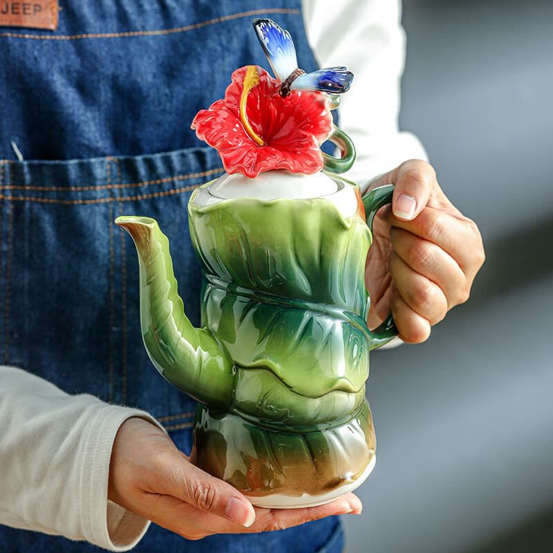 3D Hand-Made Hibiscus Teacup Set