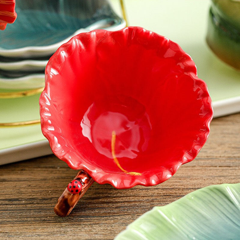 3D Hand-Made Hibiscus Teacup Set