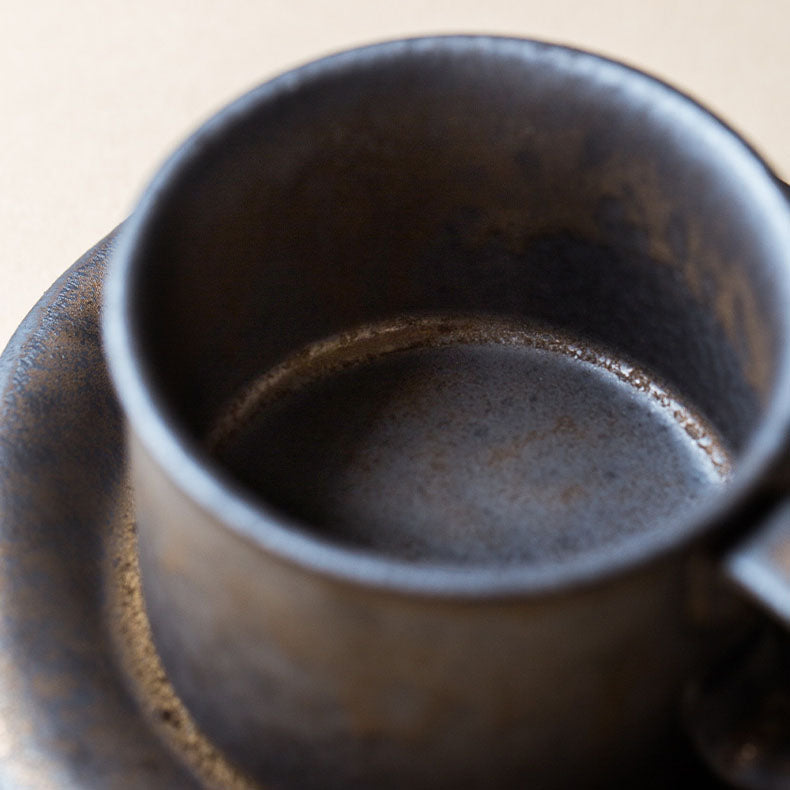 Taza de café retro nórdica (con plato)
