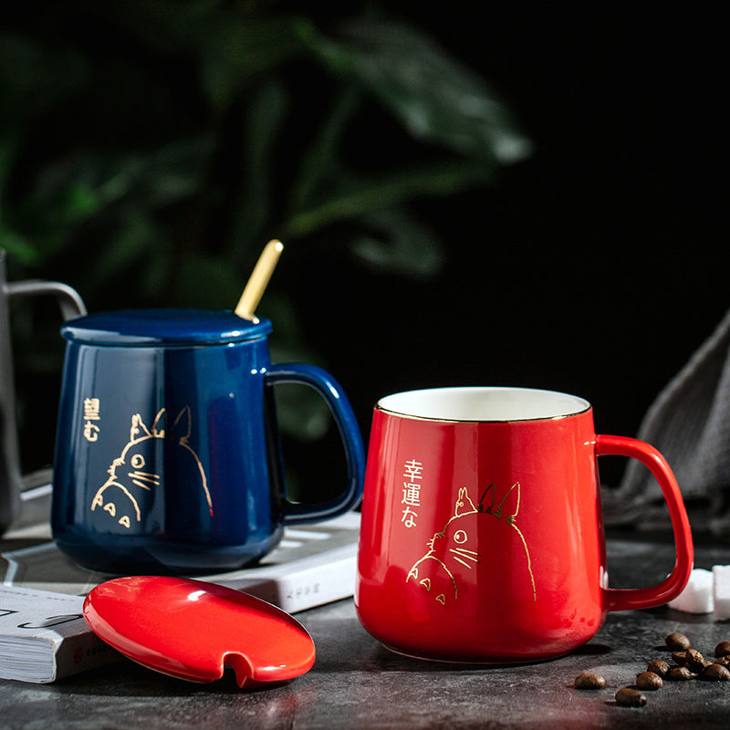 Totoro Kaffee-Tee-Becher mit Deckellöffel