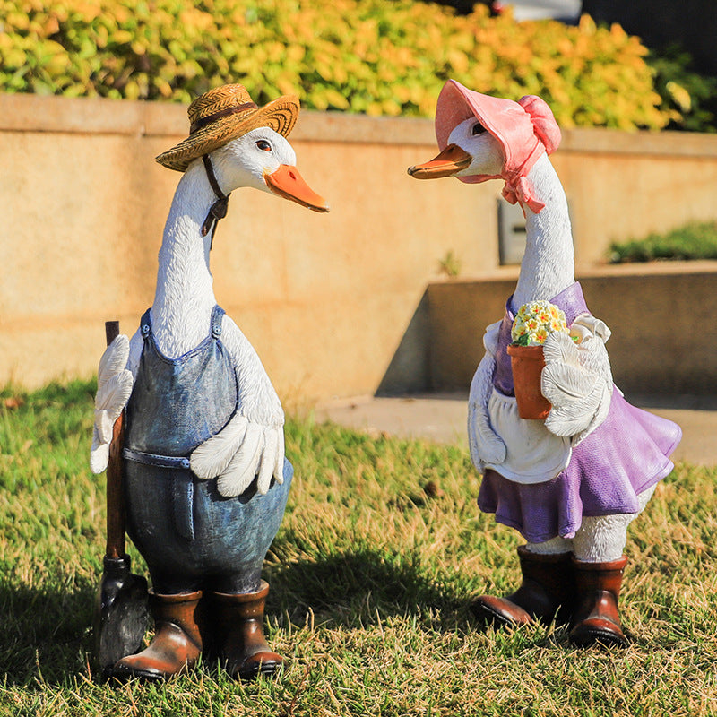 Canard Jardinier Statue Résine