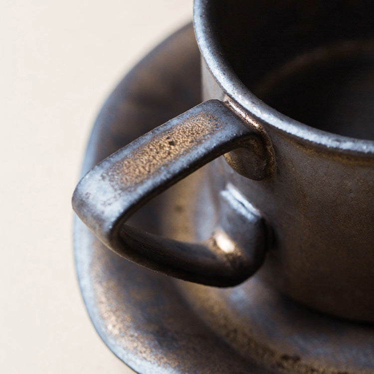 Taza de café retro nórdica (con plato)