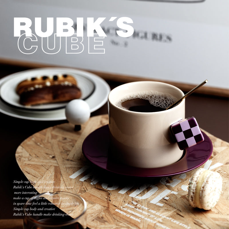 Juego de tazas de café de cerámica con cubo de Rubik