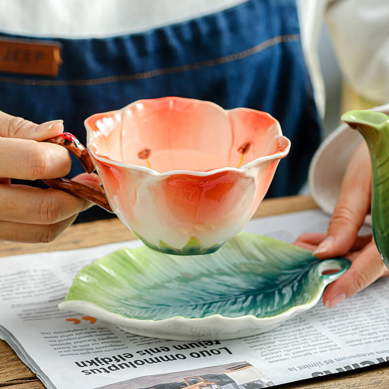 3D Hand-Made Clivia Teacup Set