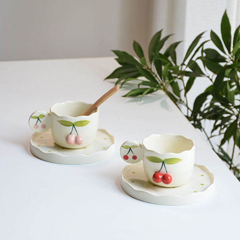 Cute Cherry Coffee Mug & Saucer