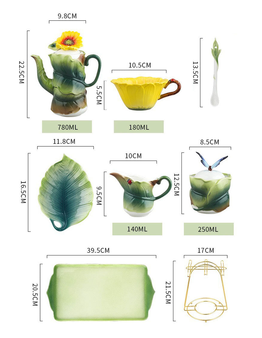 The Size of Sunflower Teacup Set 