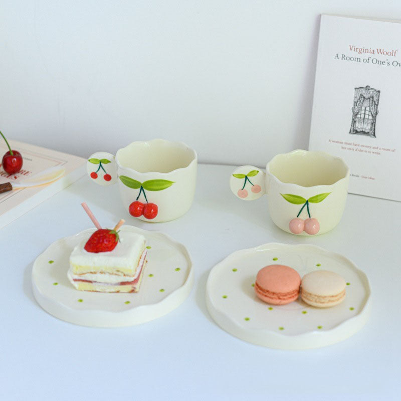 Cute Cherry Coffee Mug & Saucer