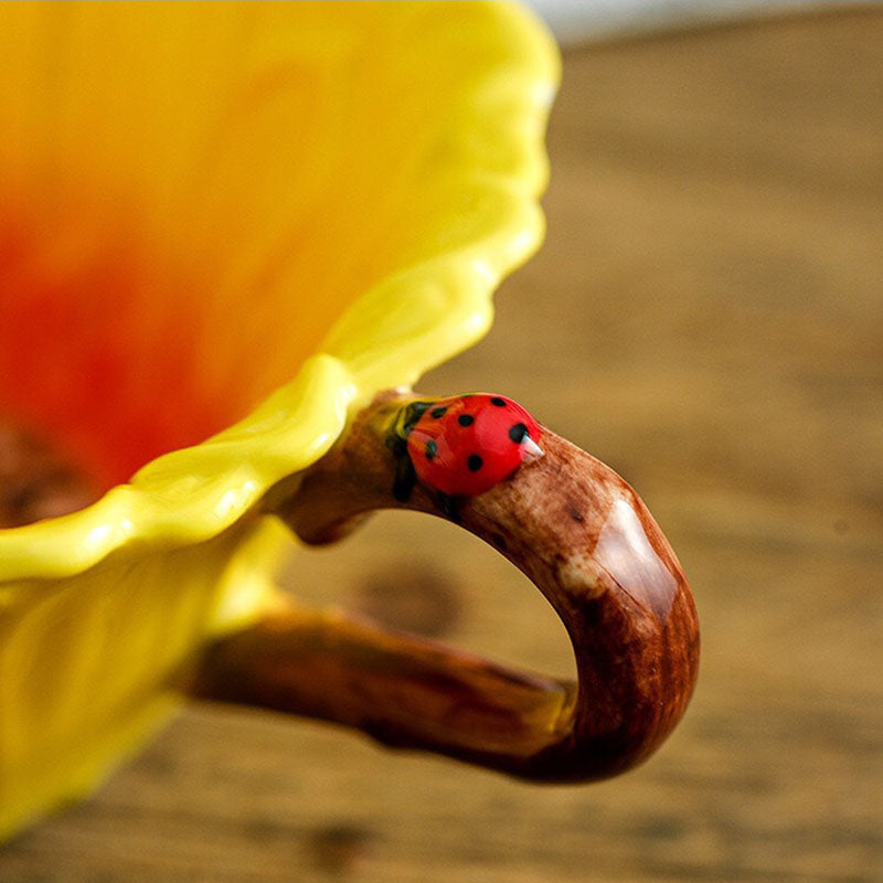 3D Hand-Made Sunflower Teacup Set