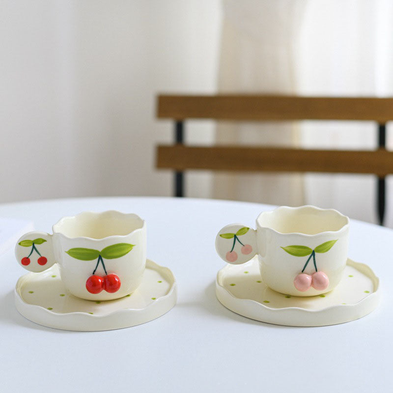 Cute Cherry Coffee Mug & Saucer