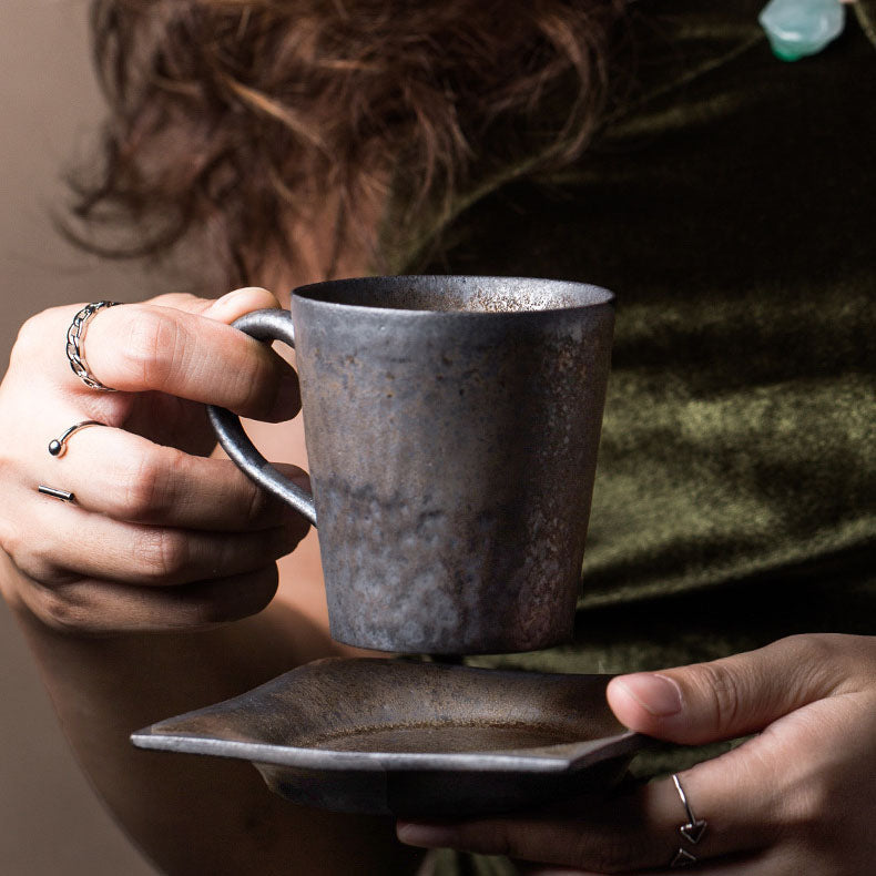 Mid Century Style Retro Coffee Cup (With Saucer)