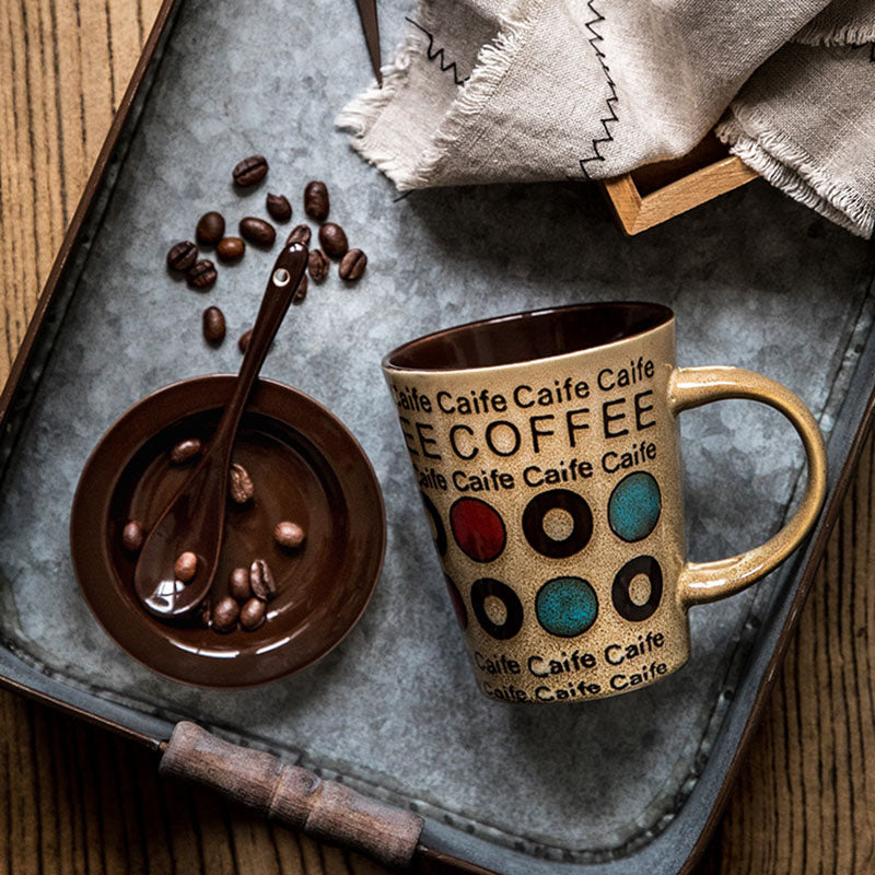 Personality Coffee Mug with Lid & Spoon