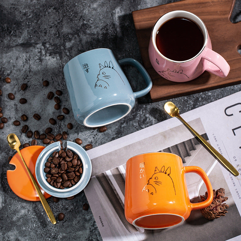 Totoro Coffee Tea Mug with Lid Spoon