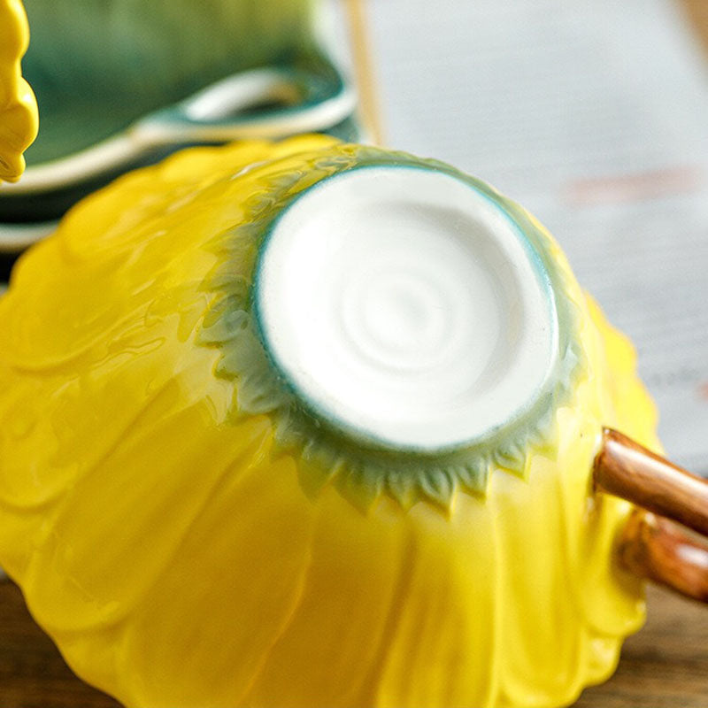 3D Hand-Made Sunflower Teacup Set