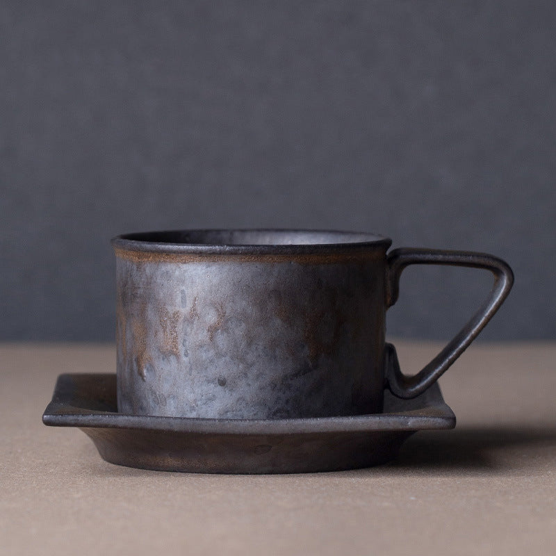 Taza de café retro nórdica (con plato)