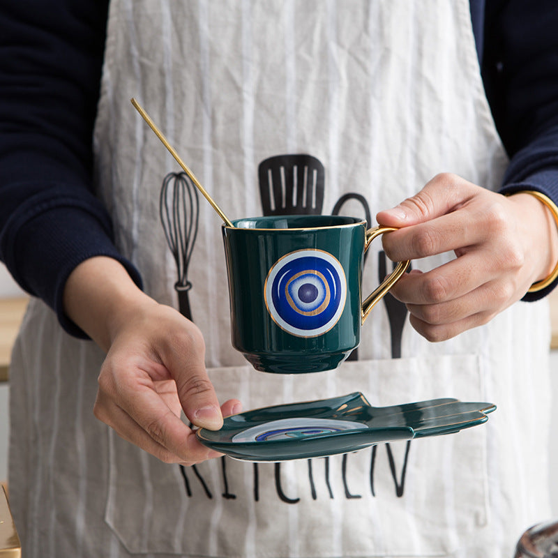 Turkey Blue Eye Coffee Cup & Tray