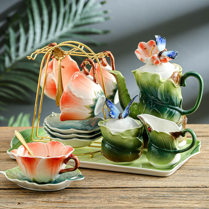 3D Hand-Made Clivia Teacup Set