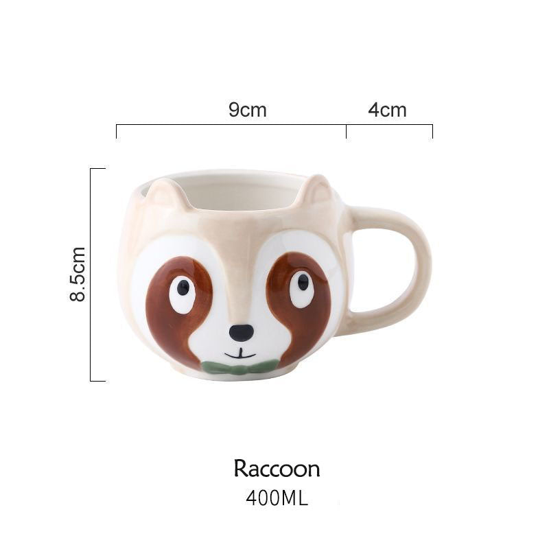 Hand-Painted Cute Animals Coffee Cup