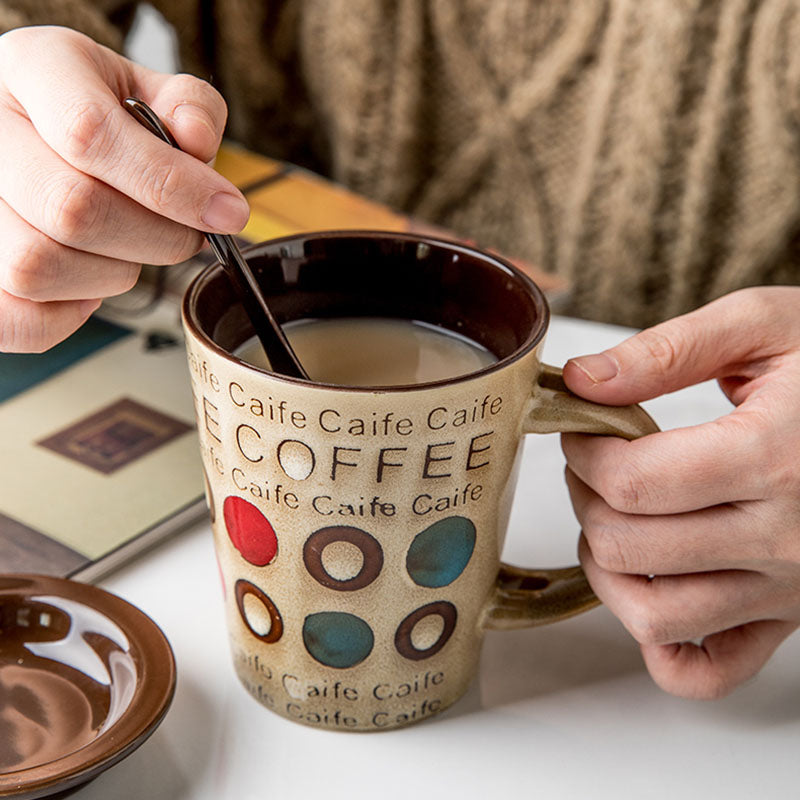 Personality Coffee Mug with Lid & Spoon