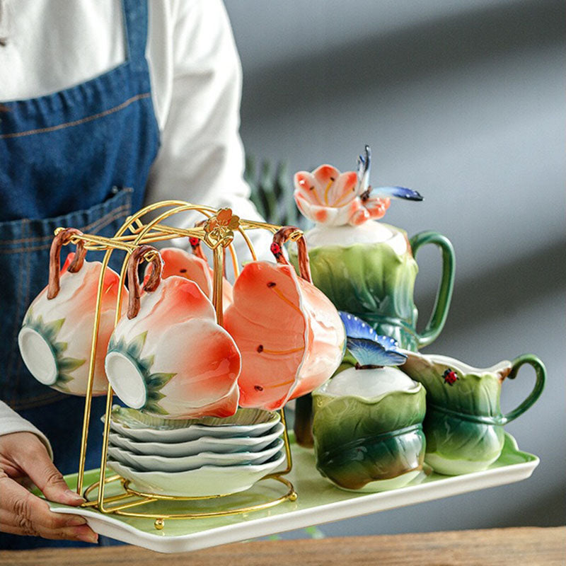 3D Hand-Made Clivia Teacup Set