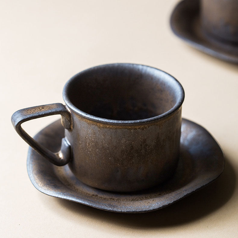 Taza de café retro nórdica (con plato)