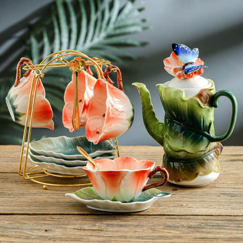 3D Hand-Made Clivia Teacup Set