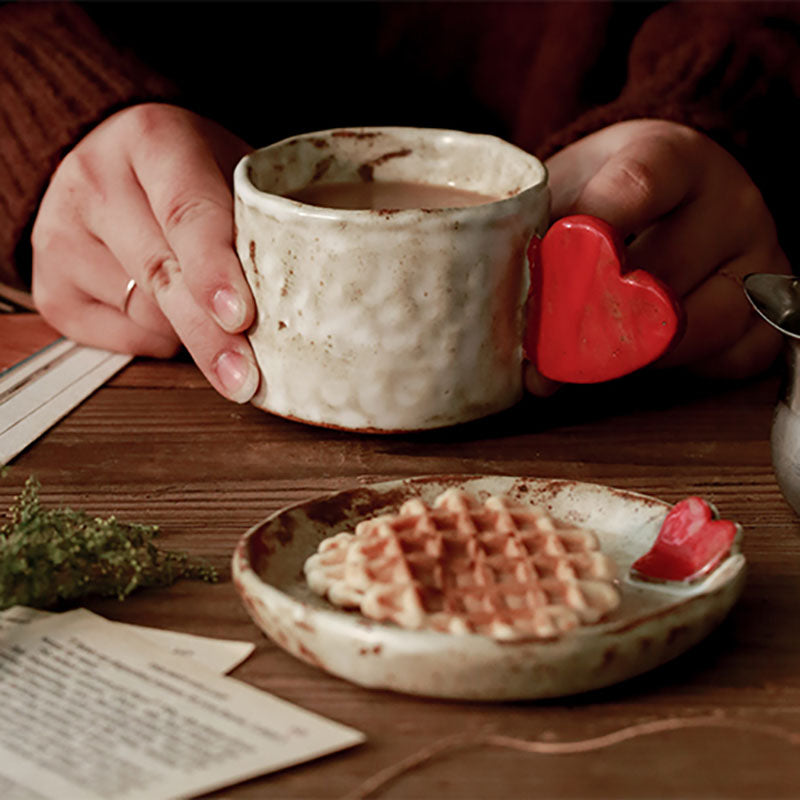 Vintage Love Heart Coffee Cup & Saucer