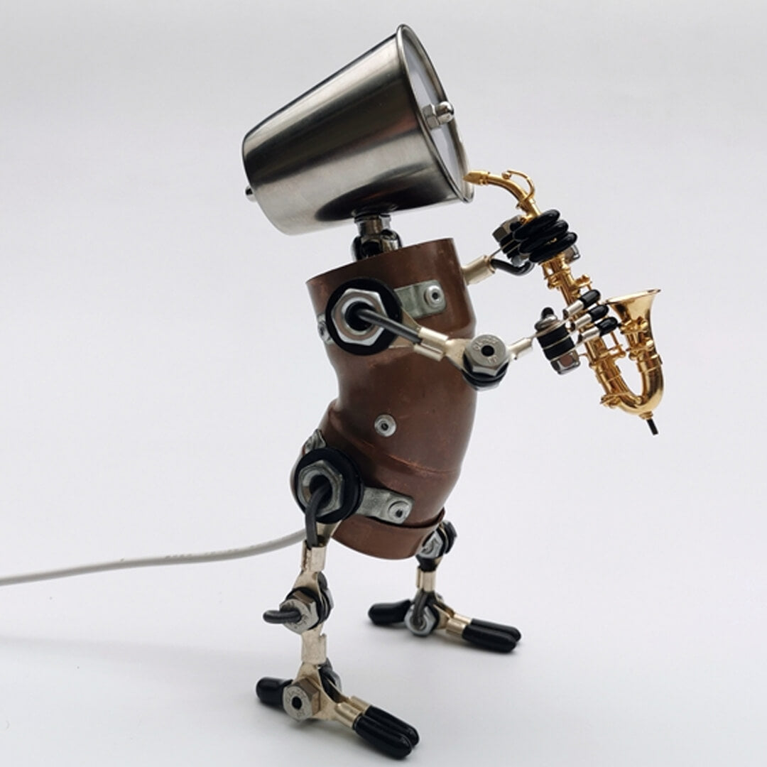 Steampunk Saxophone Robot Lamp