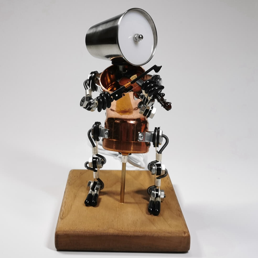Lámpara robot de violín Steampunk
