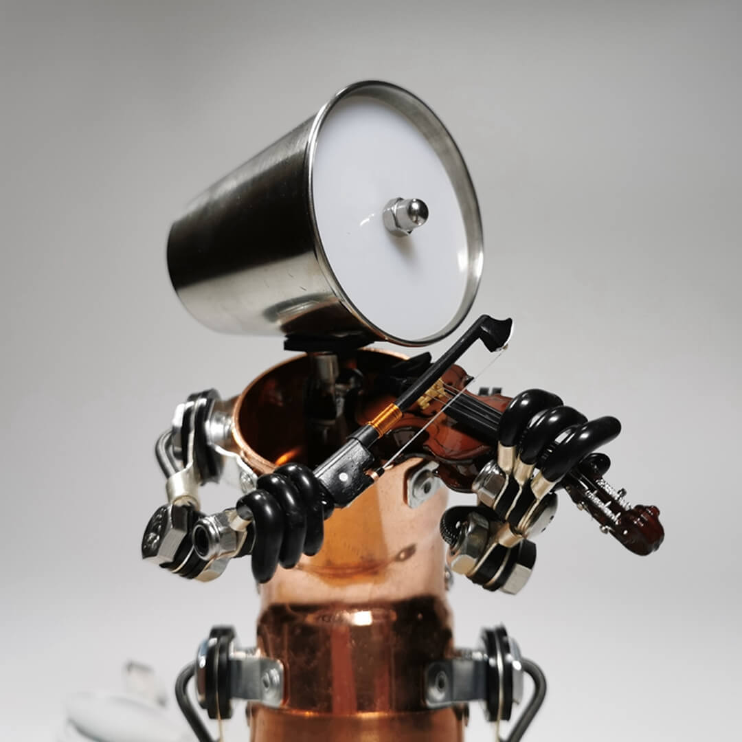 Lampe Robot Violon Steampunk