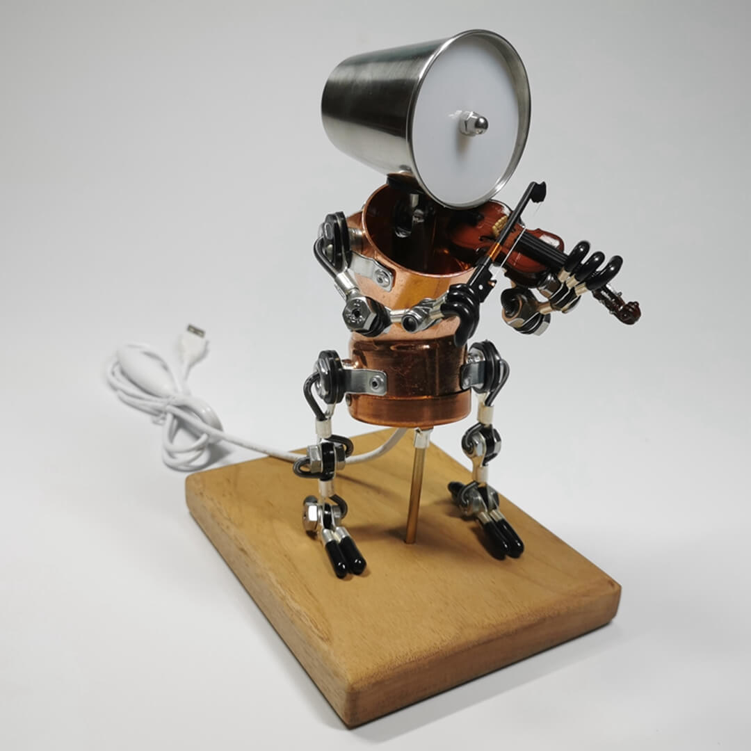 Lampe Robot Violon Steampunk