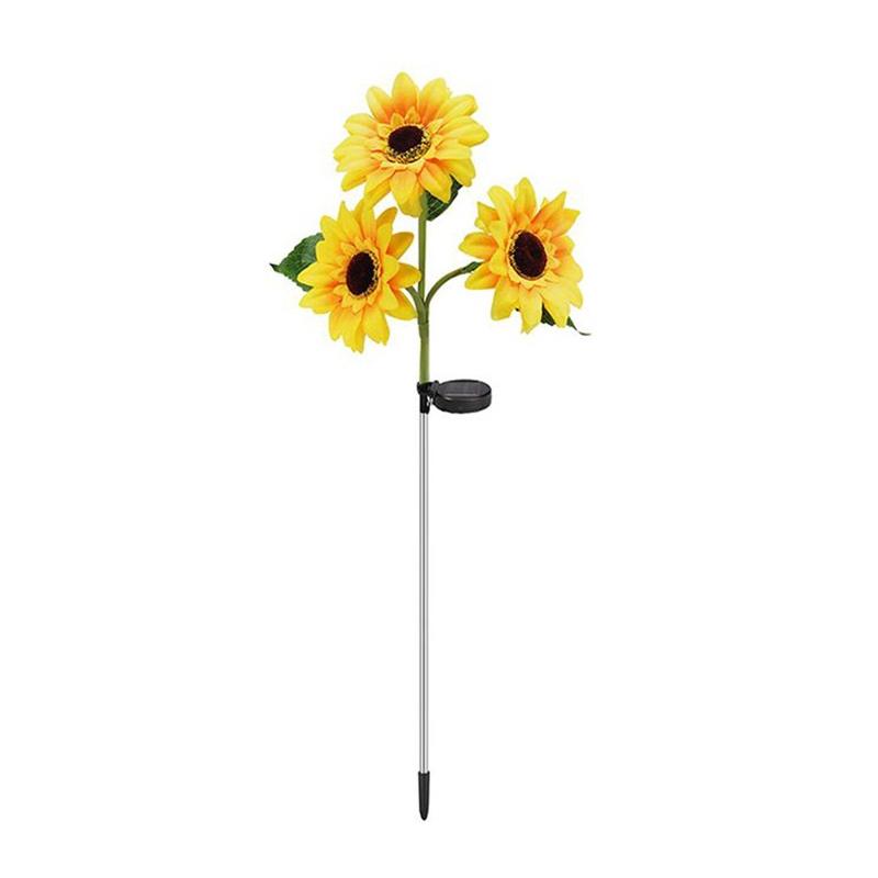 Luz de jardín solar de 3 girasoles mejorada
