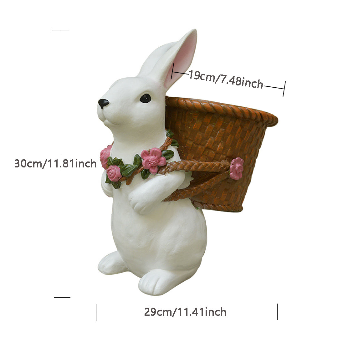 Décoration de pot de fleur tissée de lapin de jardin
