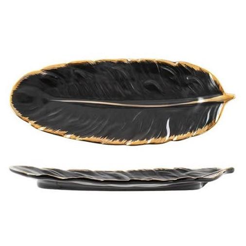 Gold Rim Feather Plate