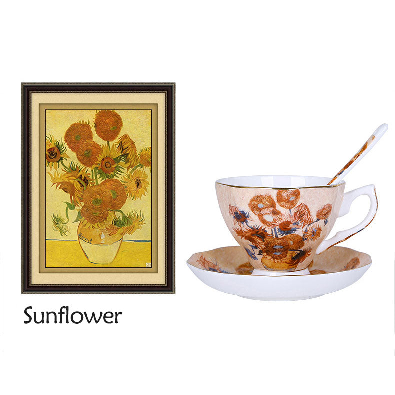 Van Gogh Paitings sunflower, Teacup Set with saucer and spoon