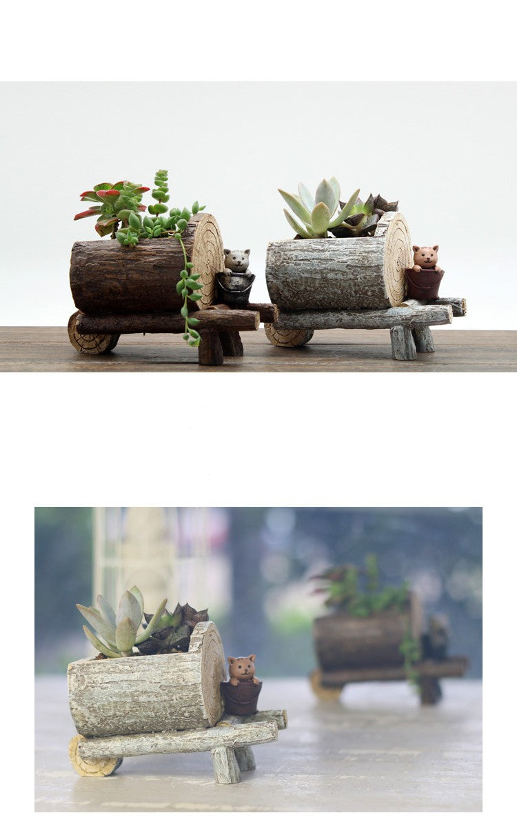 Simulation Woodgrain Plant Pot