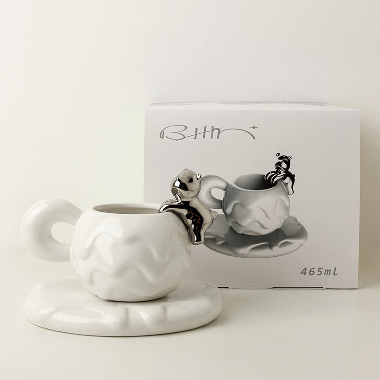 Hanging Bear and Snowball Cup & Saucer Set