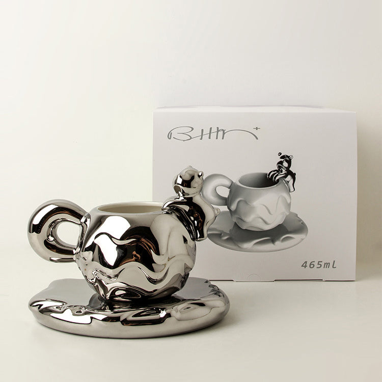 Hanging Bear and Snowball Cup & Saucer Set