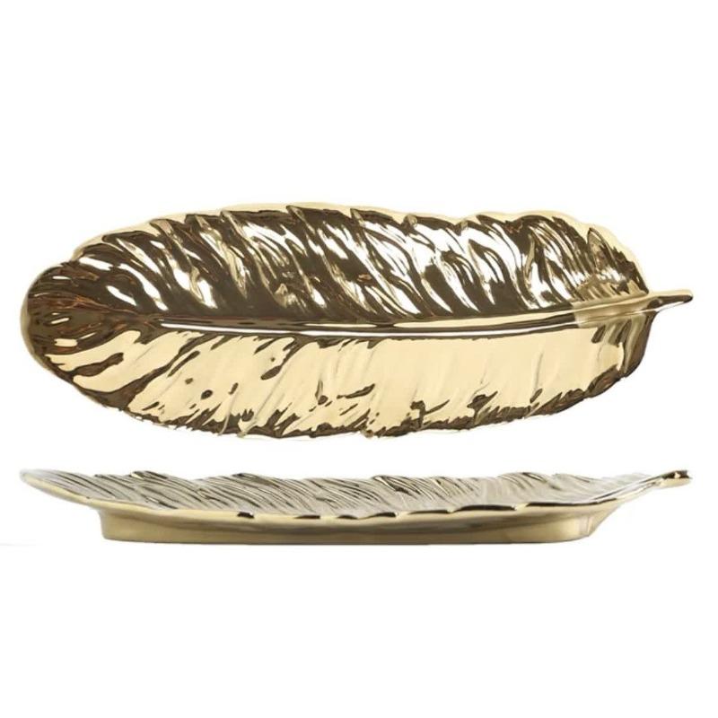 Gold Rim Feather Plate