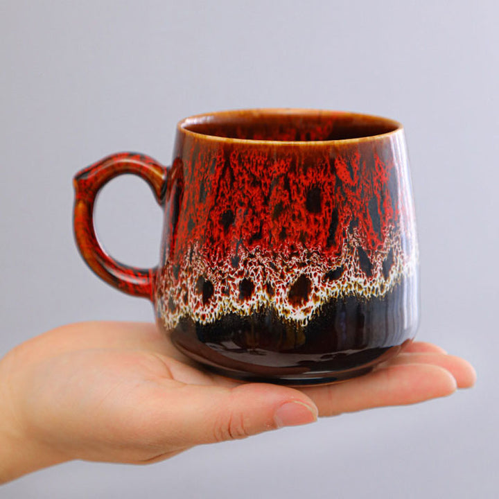 The Volcano reactive glaze coffee mugs