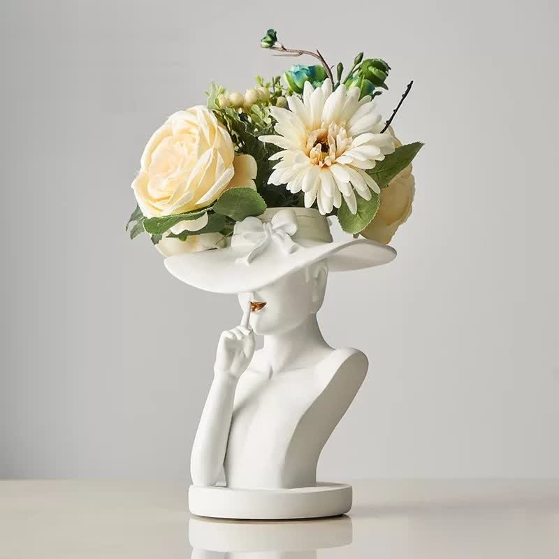 Modern Girl Statue Flower Vase